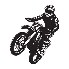 Vector Illustration of a motorcyclist riding at high speed