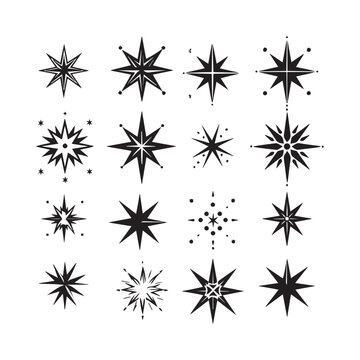 Vector Illustration of assorted starburst designs with varying points