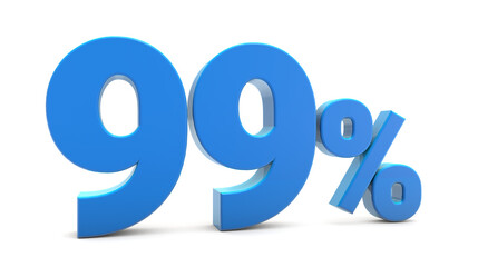 99 percentage sign isolated on transparent background. 99 percent off 3d. 99% png 3d. 3D rendering