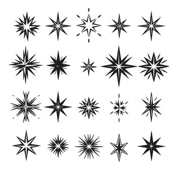 Vector Illustration of various star designs with multiple layers