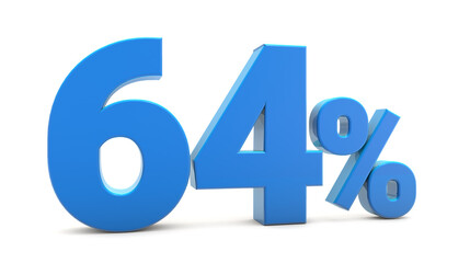 64 percentage sign isolated on transparent background. 64 percent off 3d. 64% png 3d. 3D rendering