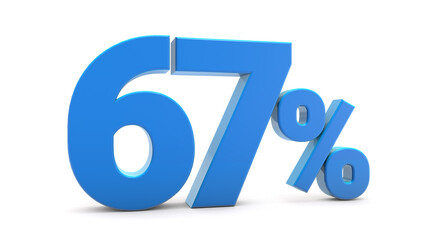 67 percentage sign isolated on transparent background. 67 percent off 3d. 67% png 3d. 3D rendering