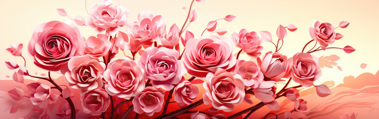 pink rose petals minimalist digital art illustration Valentines Day wallpaper