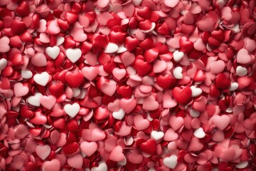  Valentine Day background banner - abstract panorama background with red hearts 