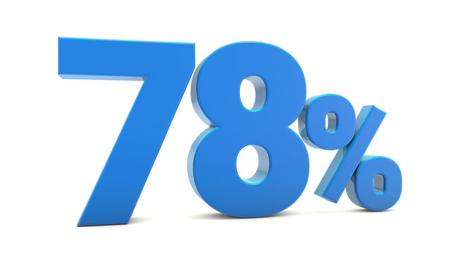 78 percentage sign isolated on transparent background. 78 percent off 3d. 78% png 3d. 3D rendering