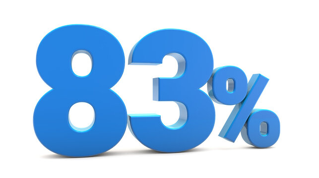 83 percentage sign isolated on transparent background. 83 percent off 3d. 83% png 3d. 3D rendering