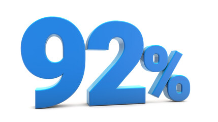 92 percentage sign isolated on transparent background. 92 percent off 3d. 92% png 3d. 3D rendering