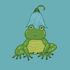 Cartoon doodle vector frog animal illustration.