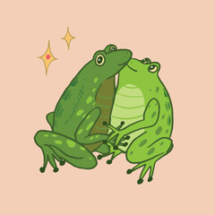 Cartoon doodle vector frog animal illustration.