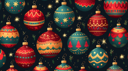Fototapeta na wymiar seamless christmas ornaments pattern 
