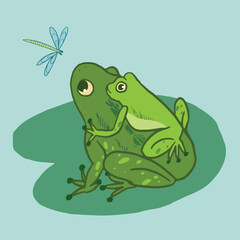 Cartoon doodle vector frog animal illustration.