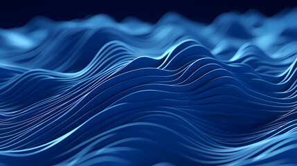 3d render of blue smooth abstract waves illustration background - obrazy, fototapety, plakaty