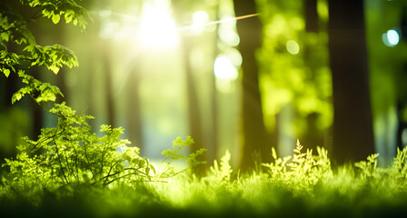 Fototapeta na wymiar Blurred background of green environment.