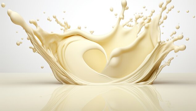 Milk Splash with Clipping Path. Liquid Movement in Fresh Milk and Cream Drinks.