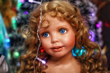 Girl doll with blue eyes