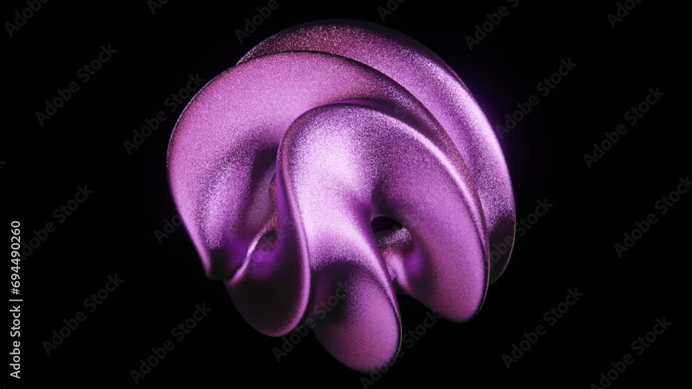 Poster abstract 3d colourful rainbow gradient object shape moprhing and rotating on black background glitte