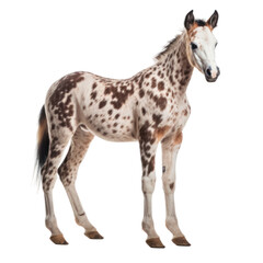 Standing Appaloosa horse isolated on white or transparent background, png clipart, design element. Easy to place on any other background.