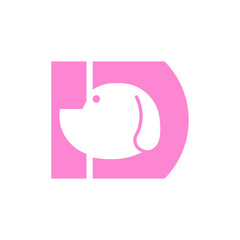 D Letter Logo With Dog Negative Space