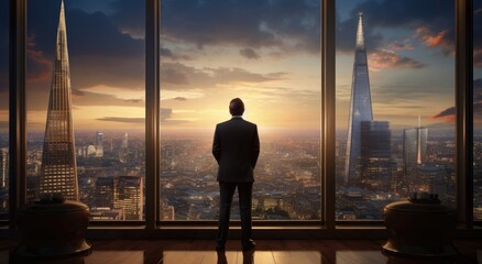 Fototapeta premium businessman admiring skyline at london