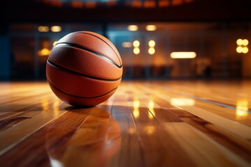 Hardwood showdown Competitive basketball game on a wood textured court floor