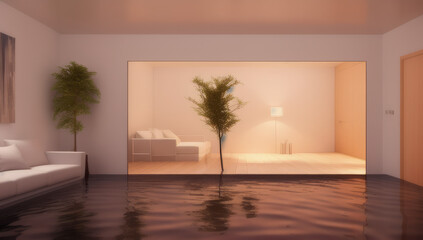  Room Flooded With Water Abstract room flooded in water 3D Render