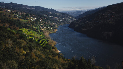 Panorama of the Douro River, wine region, Portugal.