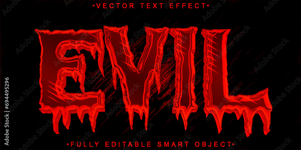 Poster horror red evil vector fully editable smart object text effect
