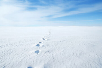 Winter snow landscape cold walk nature blue frost background white track trail footprint