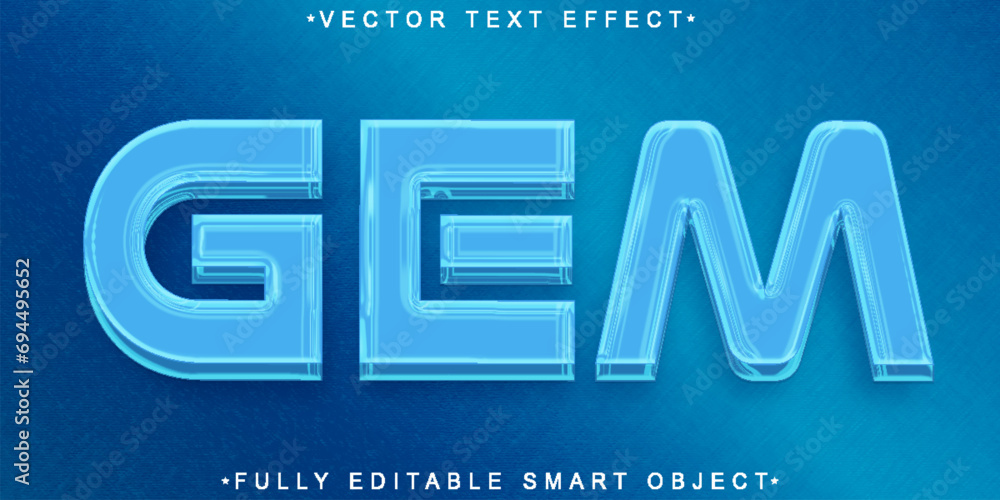 Poster blue gem vector fully editable smart object text effect