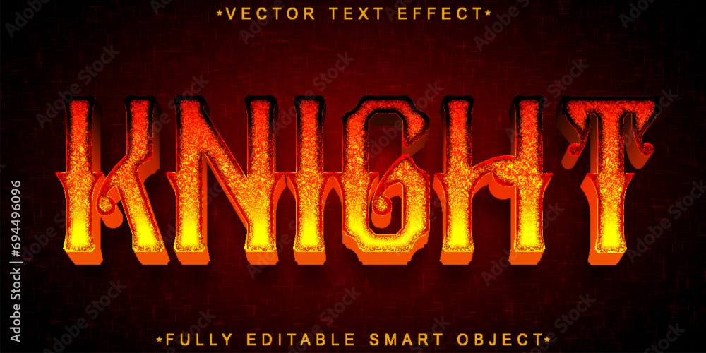 Poster knight vector fully editable smart object text effect