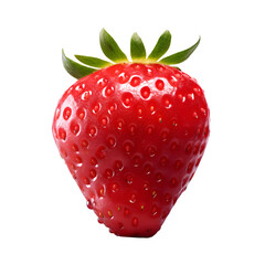 Close up photo of red, tasty and ripe strawberry  without background. Transparent PNG included
