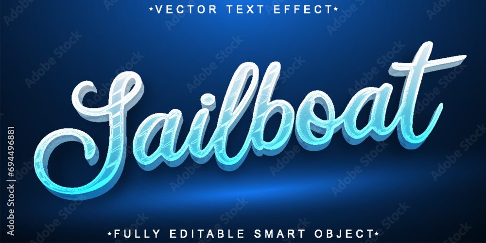 Aufkleber blue sailboat vector fully editable smart object text effect