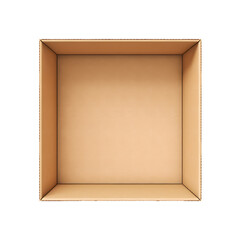 Top view of beige opened box with empty space for product display or similar cases. Ready for mockup. Transparent PNG inside