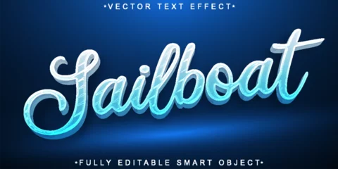 Fotobehang Blue Sailboat Vector Fully Editable Smart Object Text Effect © HUMA