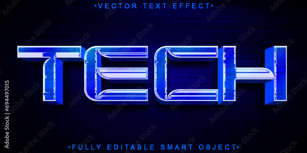 Poster blue shiny tech vector fully editable smart object text effect