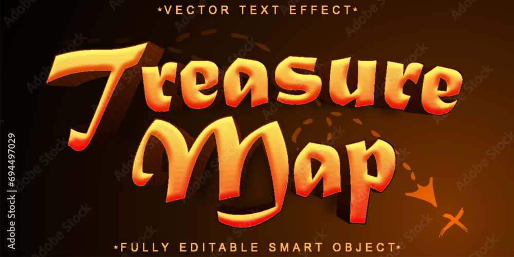 Poster treasure map vector fully editable smart object text effect