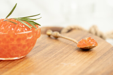 red caviar of sturgeon on the table