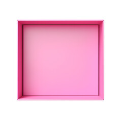 Top view of pink opened box with empty space for product display or similar cases. Transparent PNG inside
