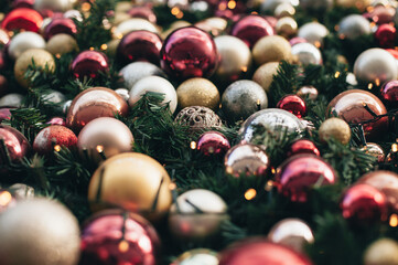 texture of many Christmas balls