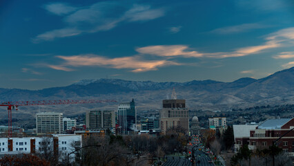 Early morning Boise Idaho during the holidays