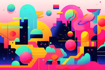 The geometric background is multicolored. bright, juicy colors. forms