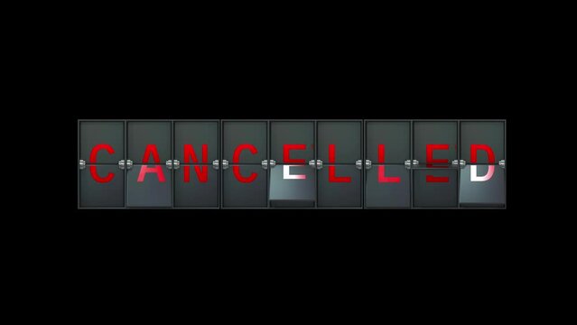 Flight Cancellation Display Animation on Green Screen with Alpha Channel