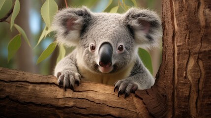 Obraz premium Adorable Koala on eucalyptus tree
