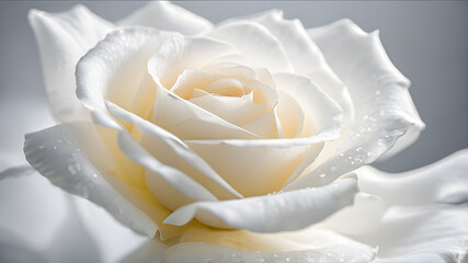Beautiful white rose close-up macro photo with shallow depth of field