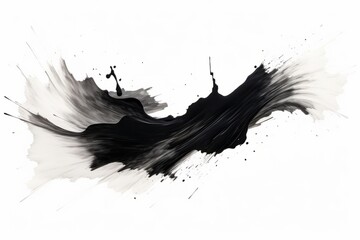 Abstract black in splash, paint, brush strokes, stain grunge isolated on white background, Japanese...