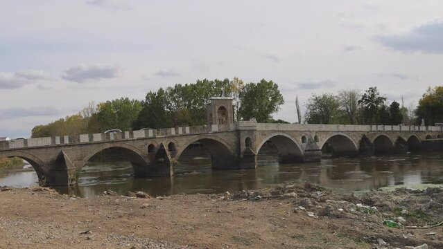 Old Stone Bridge Over Tunca River in Edirne Turkey