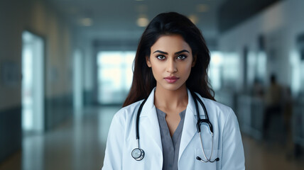Portrait of a female doctor with stethoscope looking at camera