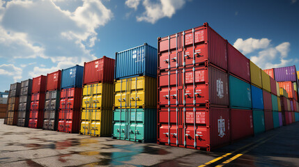 Colourful Cargo Containers In A Sea Port