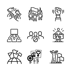 Fototapeta premium Icon sets. Activist. People's democracy. organizational protection. Illustrations vector.