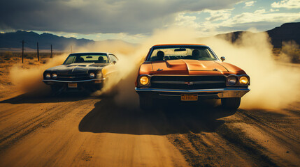The Race Between Old American Muscle Cars